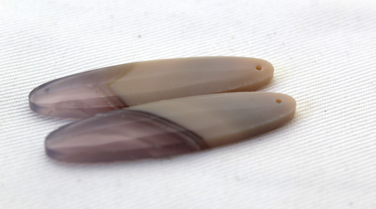Chalcedony cabochons Pair purple oval DRILLED