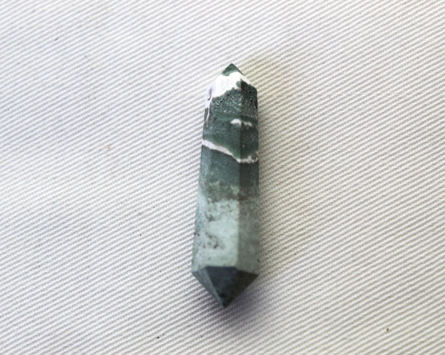 Green Zebra Jasper double points gemstone pendant size DRILLED