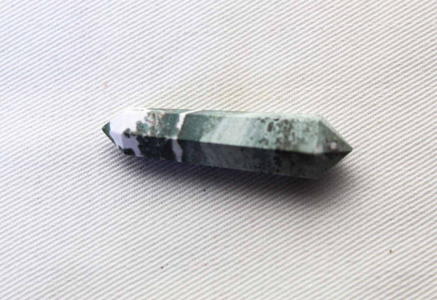 Green Zebra Jasper double points gemstone pendant size DRILLED