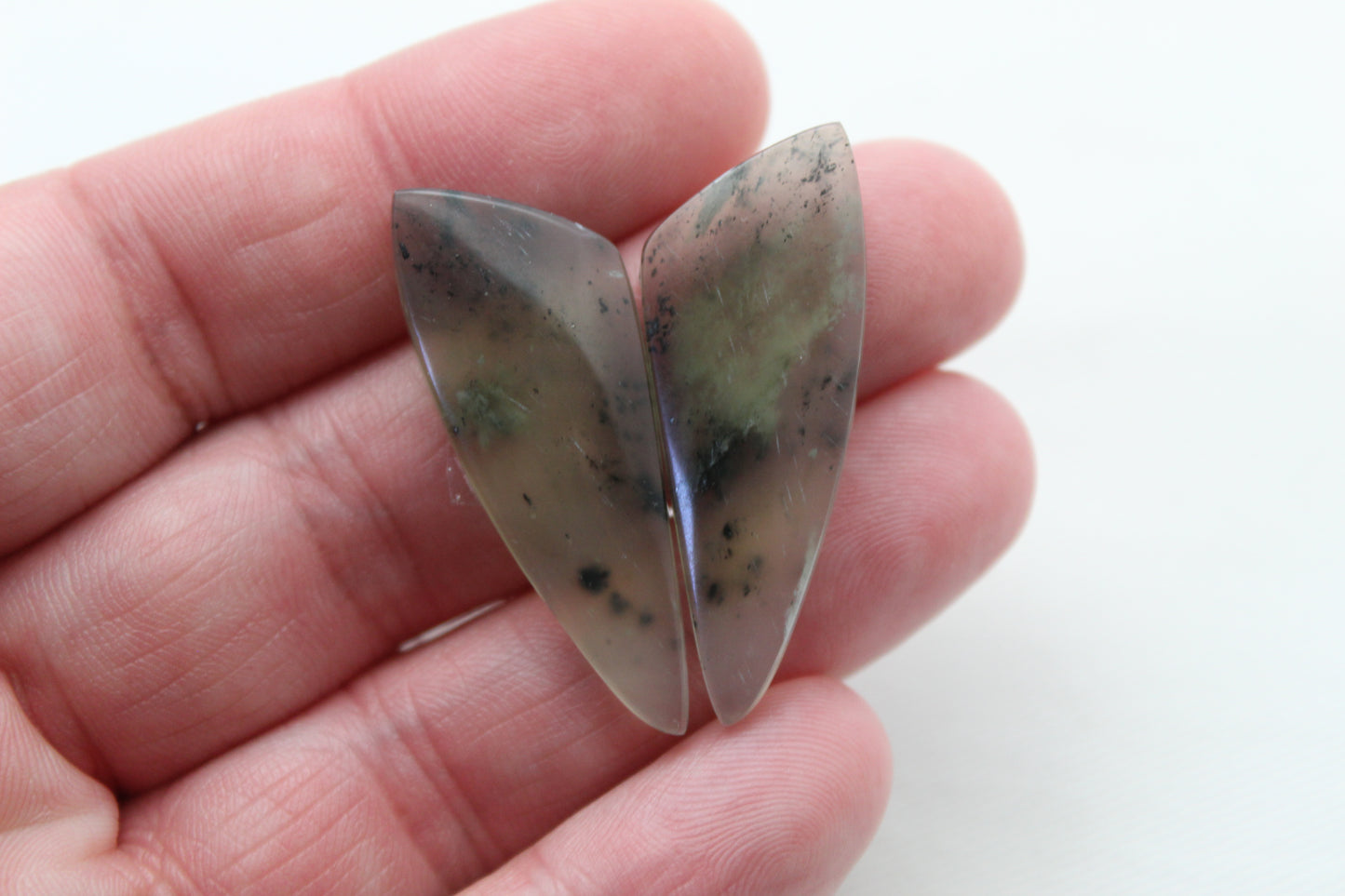 Vesuvianite Cabochon Pair Gemstone light green
