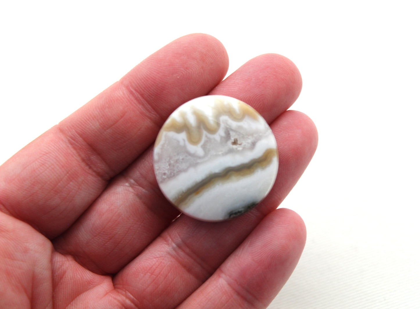 Seam Agate Cabochon Gemstone White round 30MM