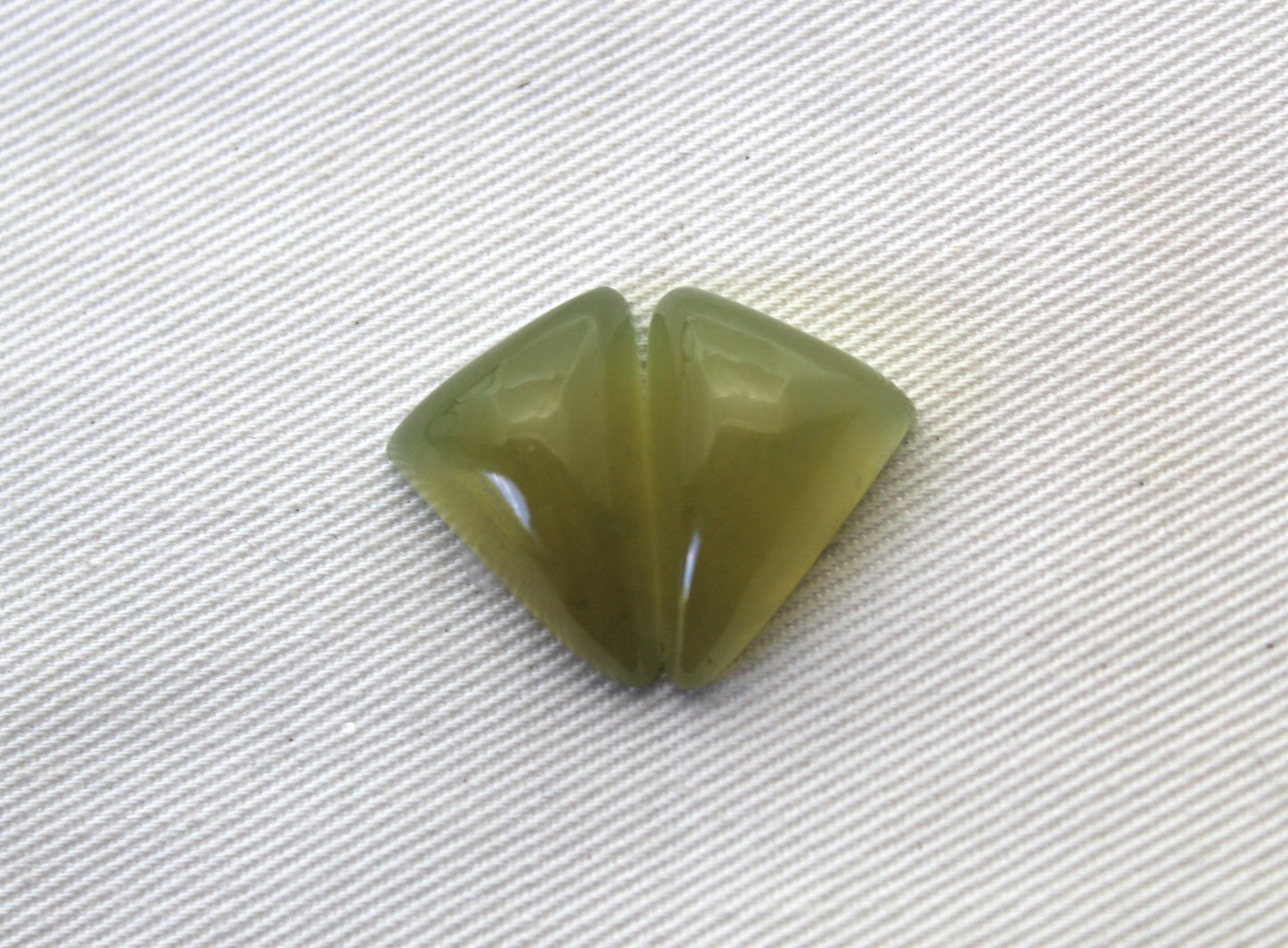 Vesuvianite Cabochon Pair Gemstone green triangle