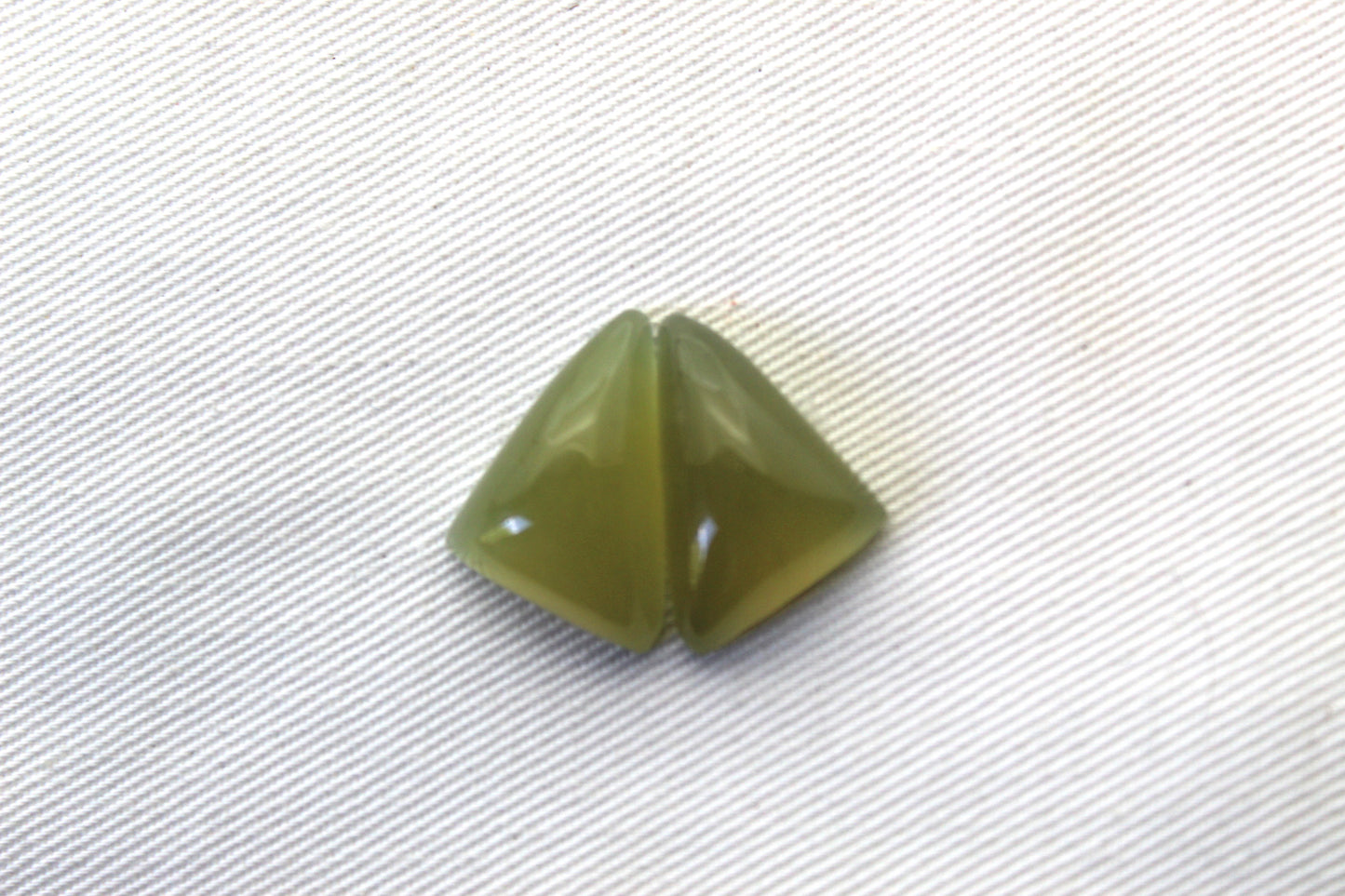 Vesuvianite Cabochon Pair Gemstone green triangle