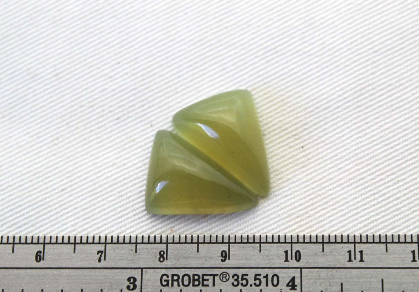 Vesuvianite Cabochon Pair Gemstone green triangle
