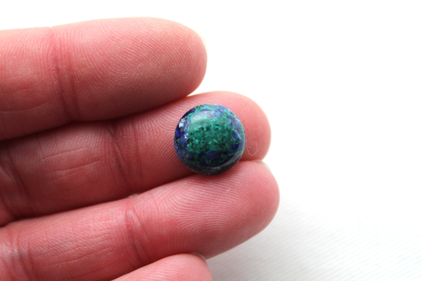 TWO Azurite round cabochons 11MM green blue