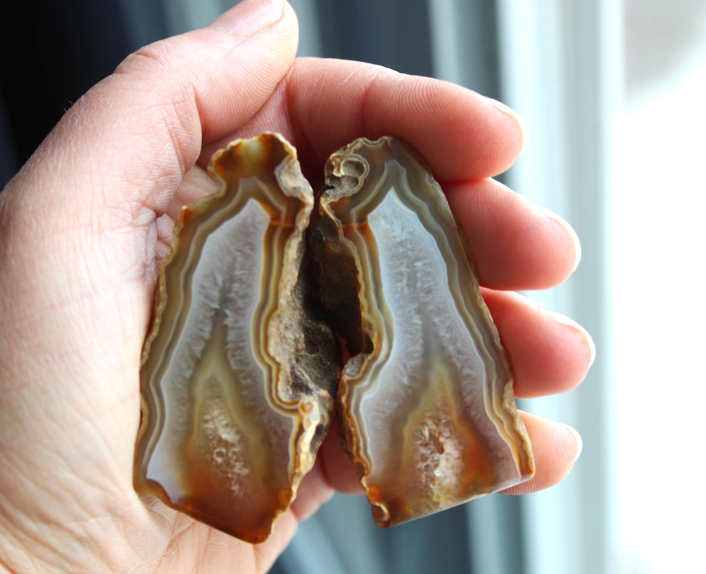 Indonesian banded Agate nodule polished