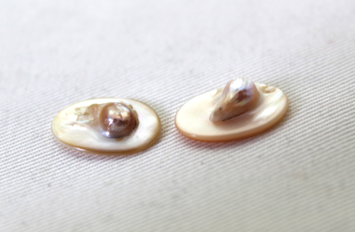 TWO Mother of Pearl cabochons Gemstones oval 18X13MM