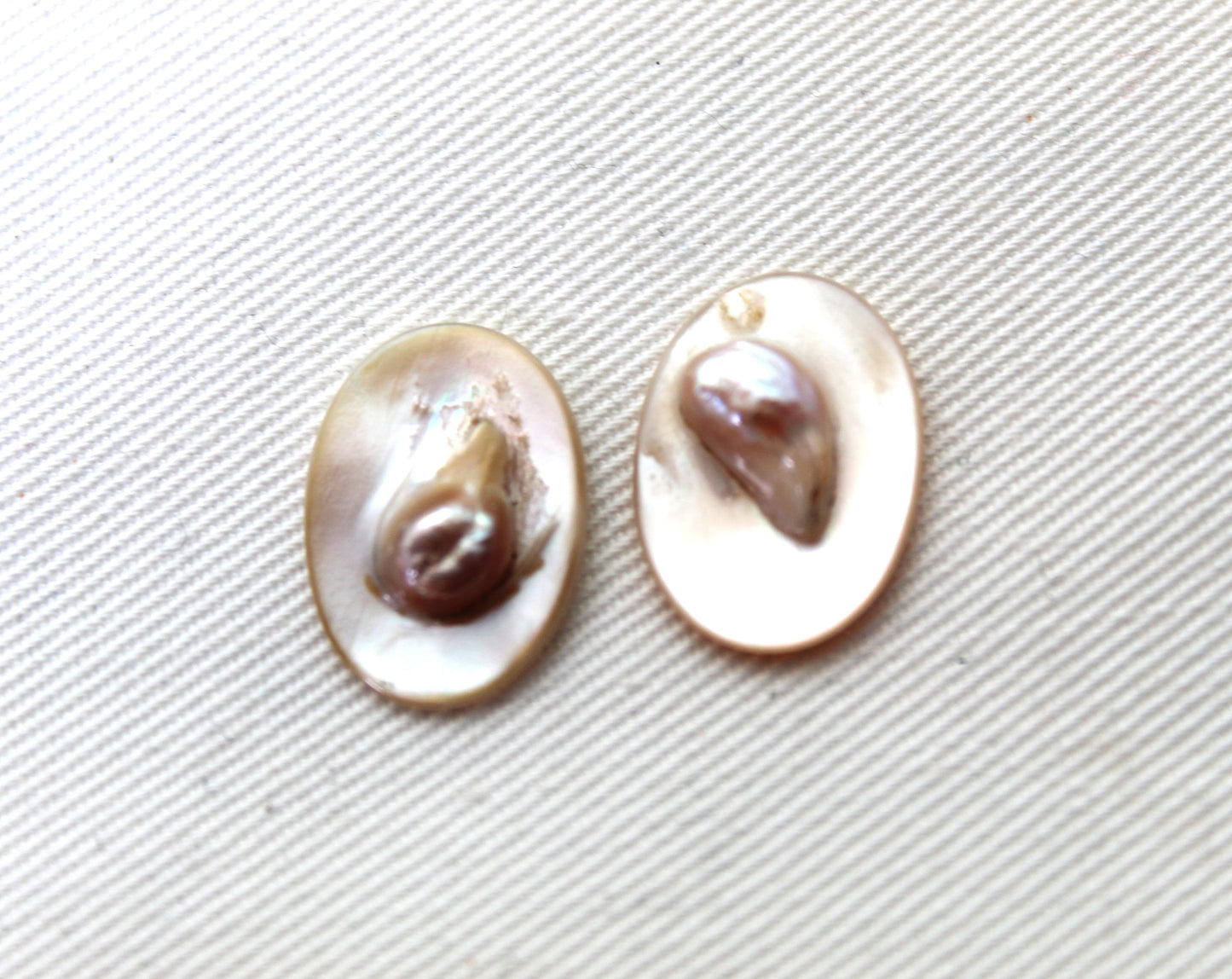 TWO Mother of Pearl cabochons Gemstones oval 18X13MM