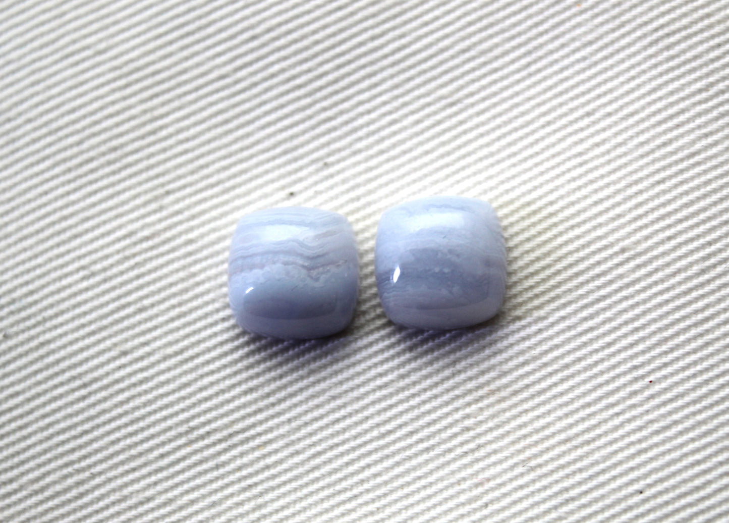TWO Blue lace Agate Gemstones light blue 10MM square