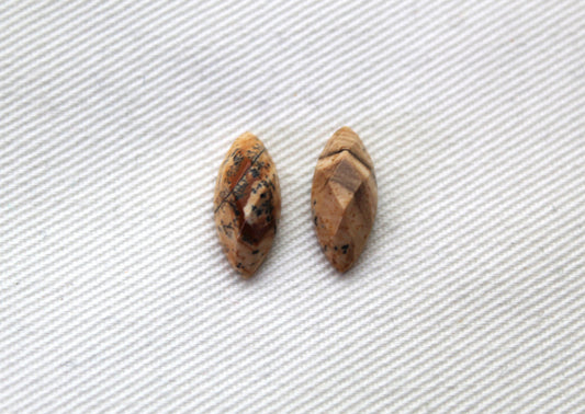TWO Picture Jasper faceted Cabochons marquise 5X10MM