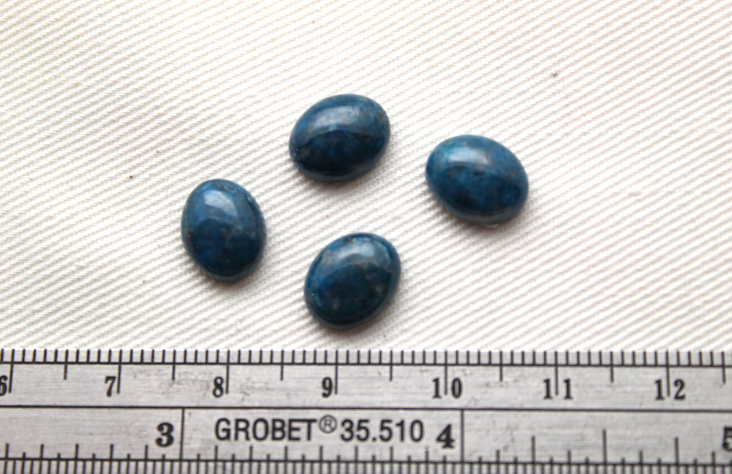 FOUR Blue Apatite cabochons Gemstones 8X10MM