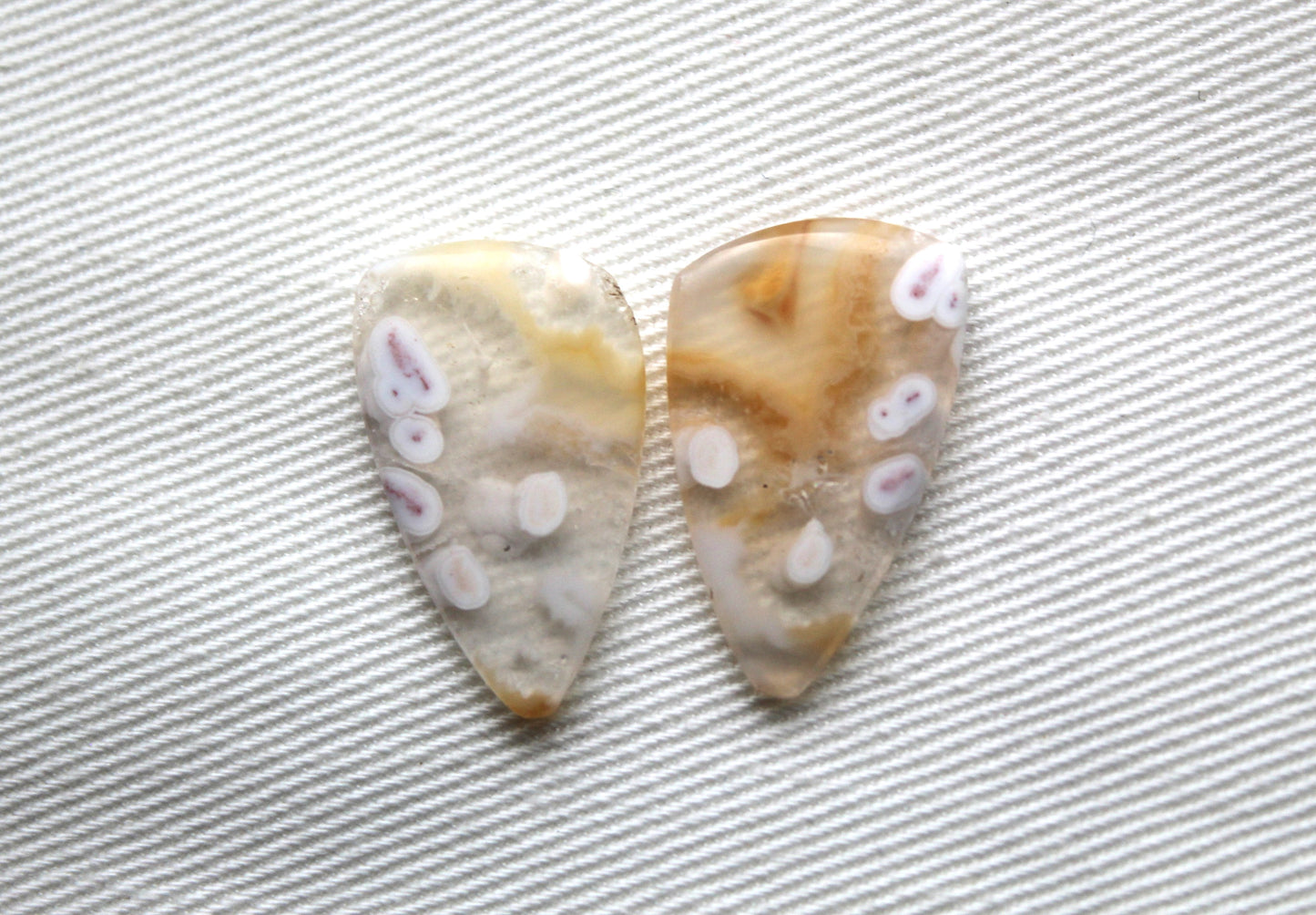 Orbicular Agate Cabochons Pair Gemstone natural