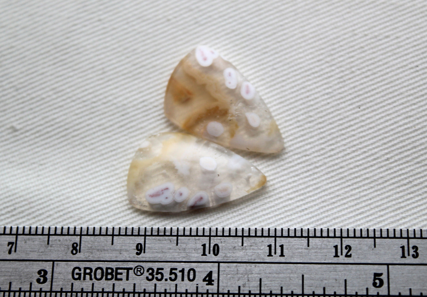 Orbicular Agate Cabochons Pair Gemstone natural