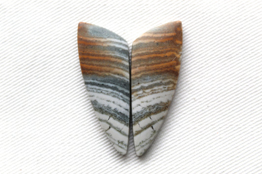 Pair of striped green Jasper Cabochons