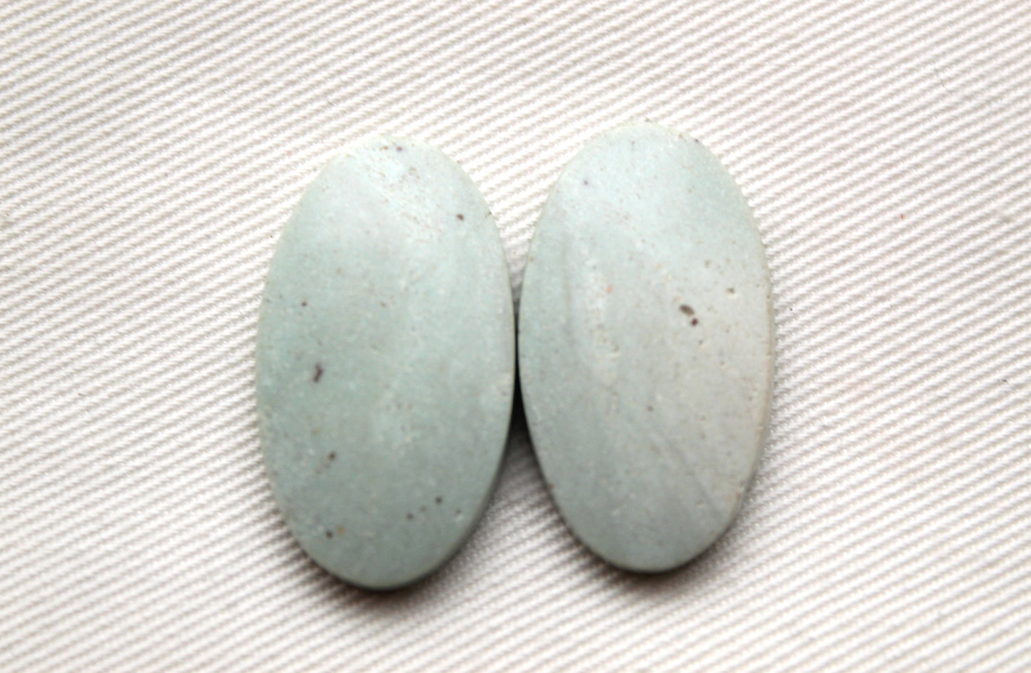 Pair of nice green Indonesian Jasper Cabochons Oval