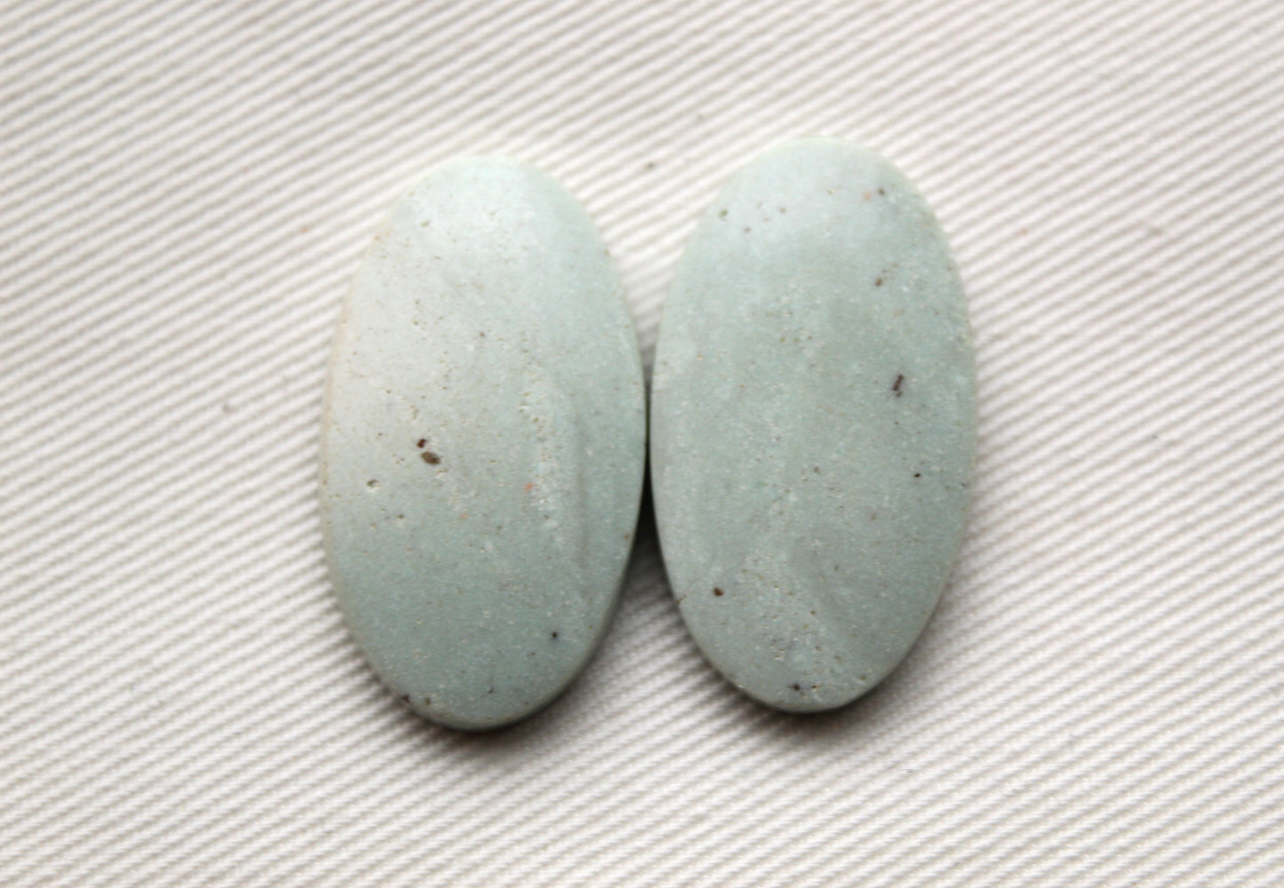 Pair of nice green Indonesian Jasper Cabochons Oval