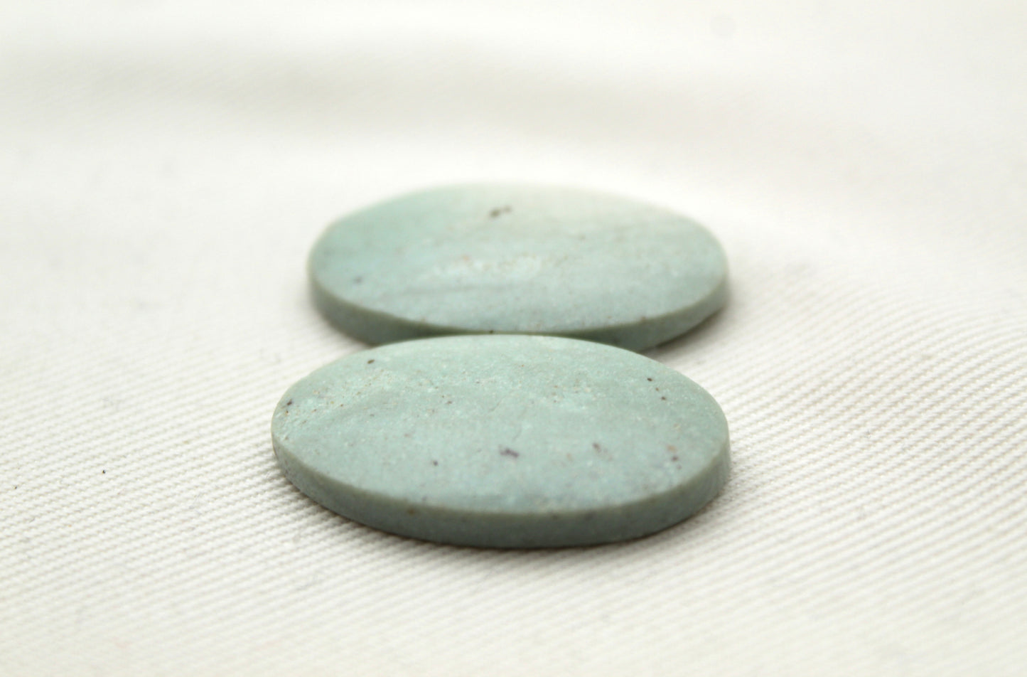 Pair of nice green Indonesian Jasper Cabochons Oval