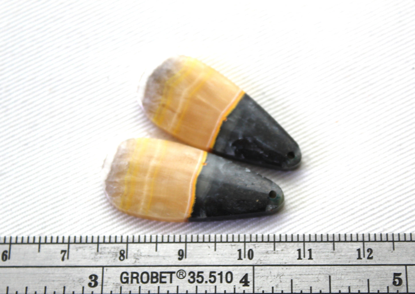 Pair Bumblebee Jasper cabochon Gemstone yellow black DRILLED
