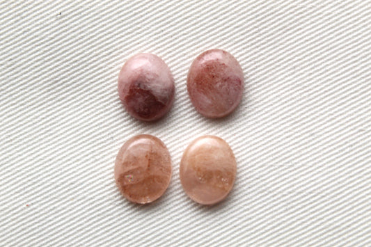 FOUR Morganite cabochons Gemstones Oval 10X12MM