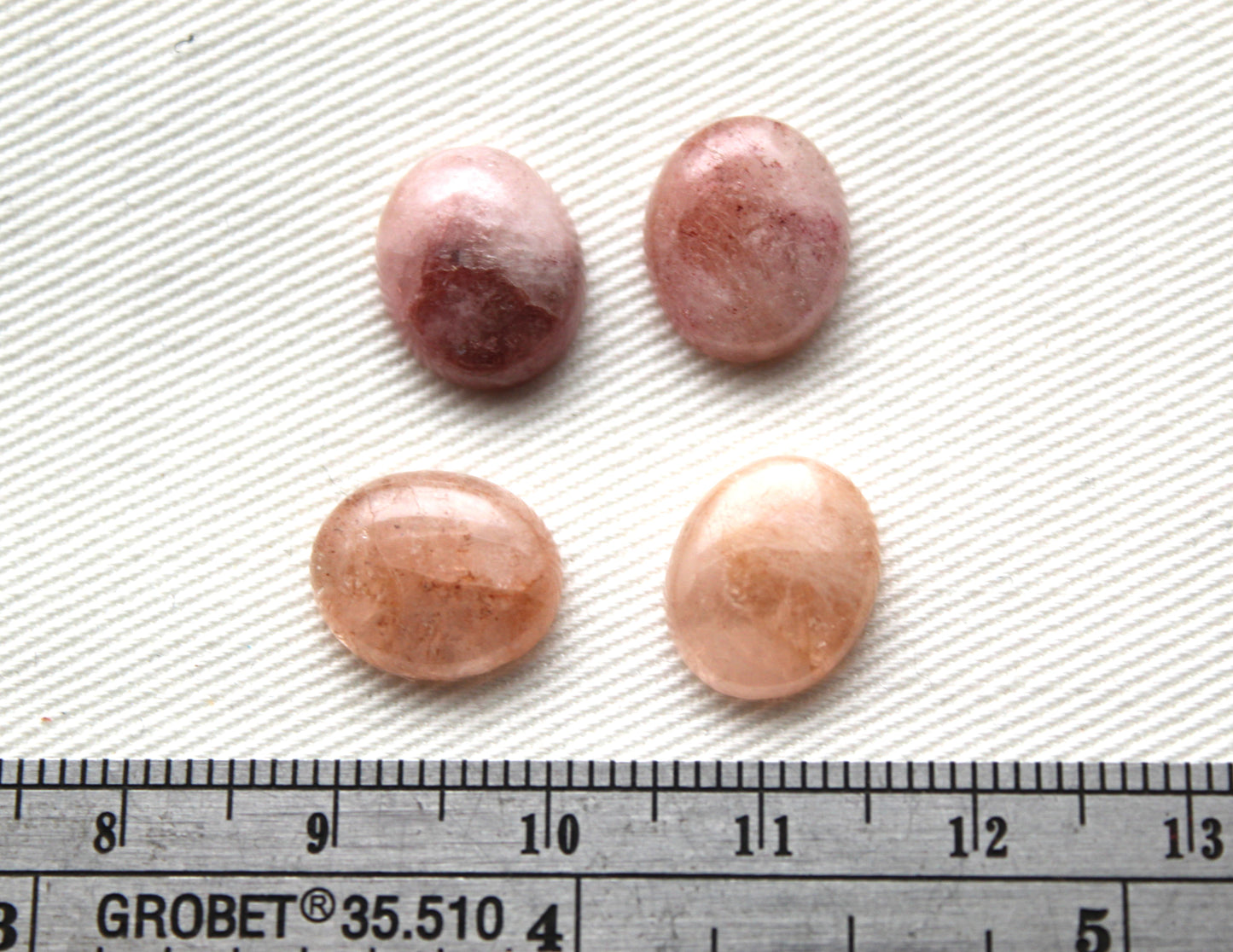 FOUR Morganite cabochons Gemstones Oval 10X12MM