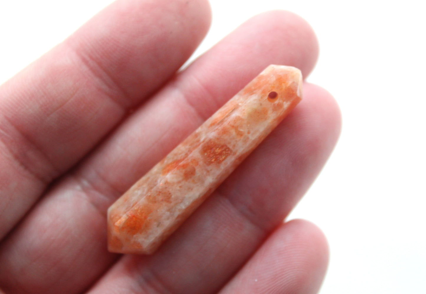 Sunstone double point Tower gemstone pendant size DRILLED