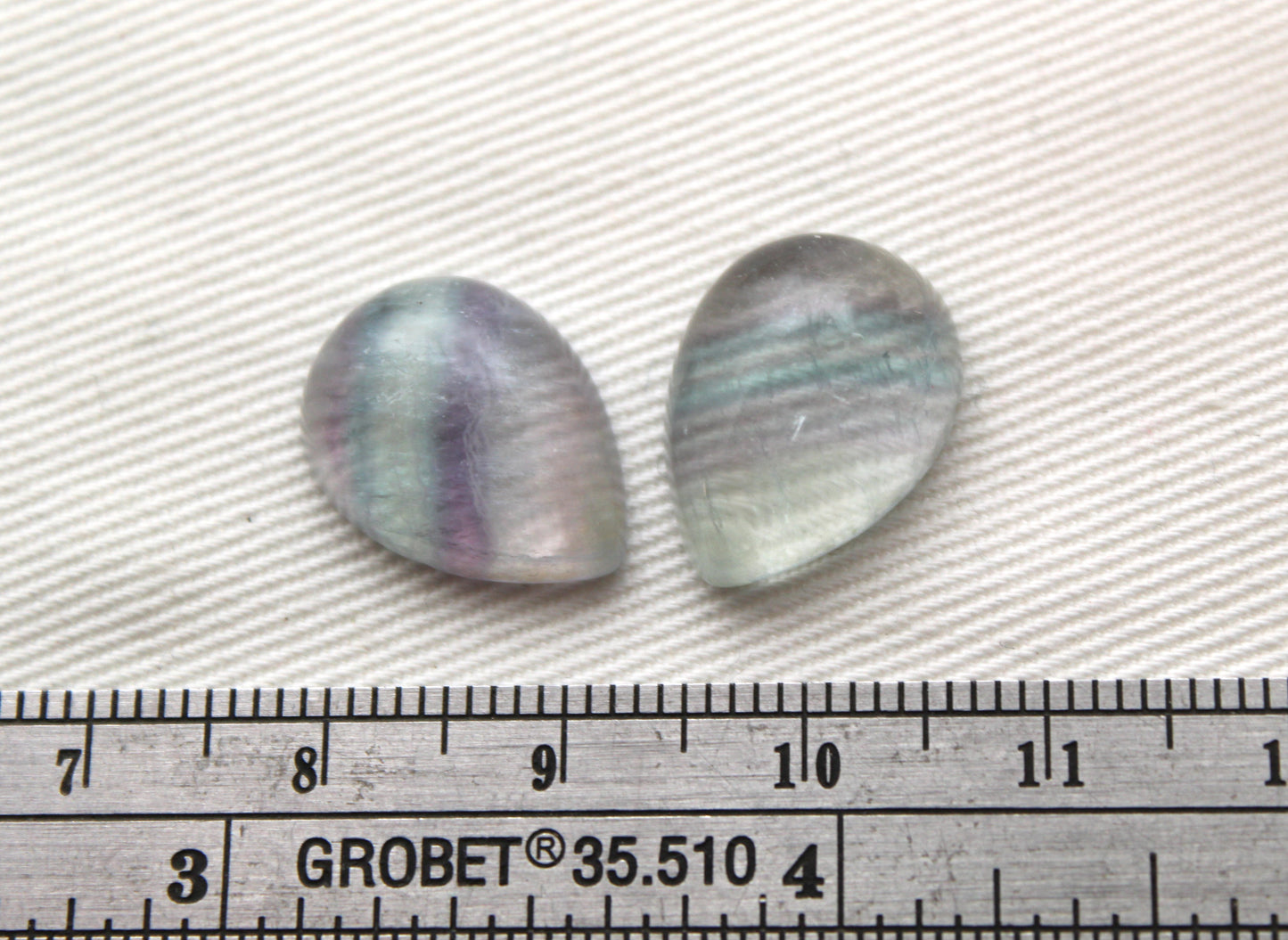 TWO pear Fluorite Cabochons 12X16 MM