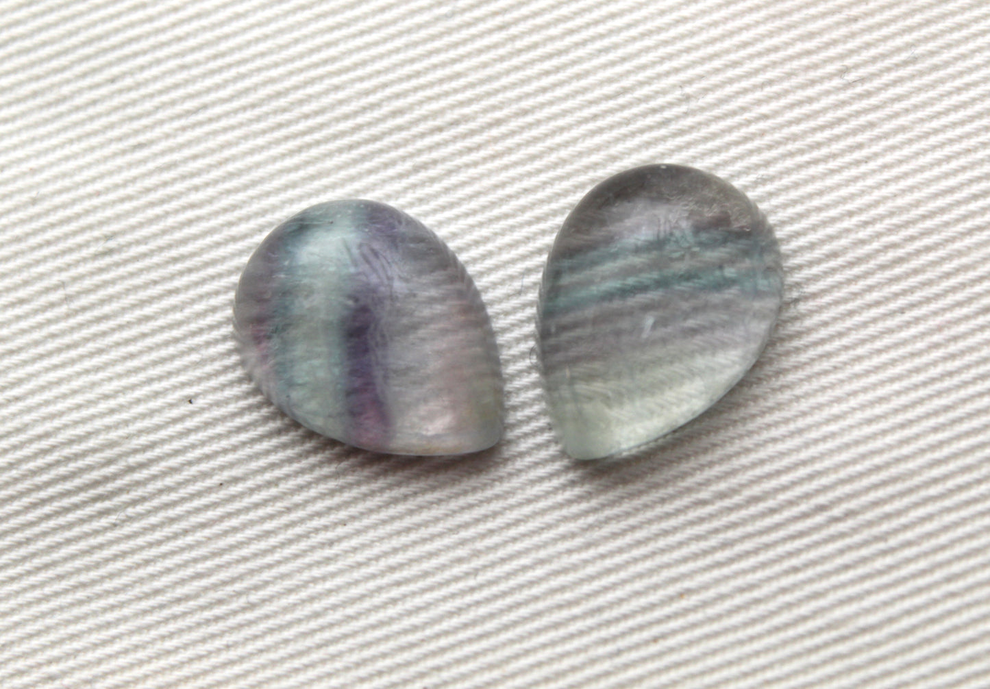 TWO pear Fluorite Cabochons 12X16 MM