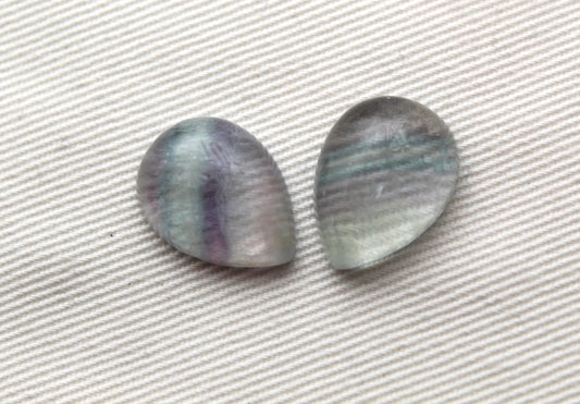 TWO pear Fluorite Cabochons 12X16 MM