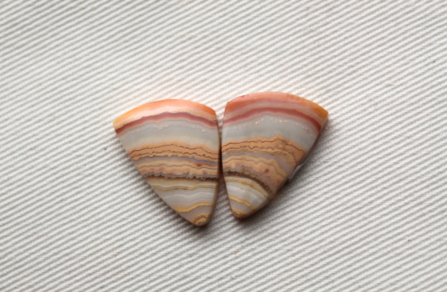 Lace Agates Cabochons Gemstone Pair freeform multicolors