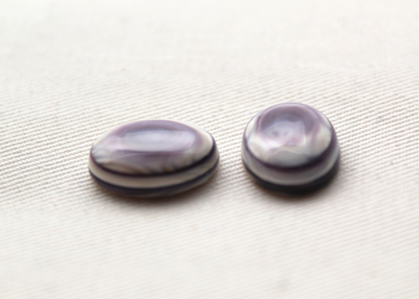 TWO Wampum Quahog Shell Oval 12X16MM purple