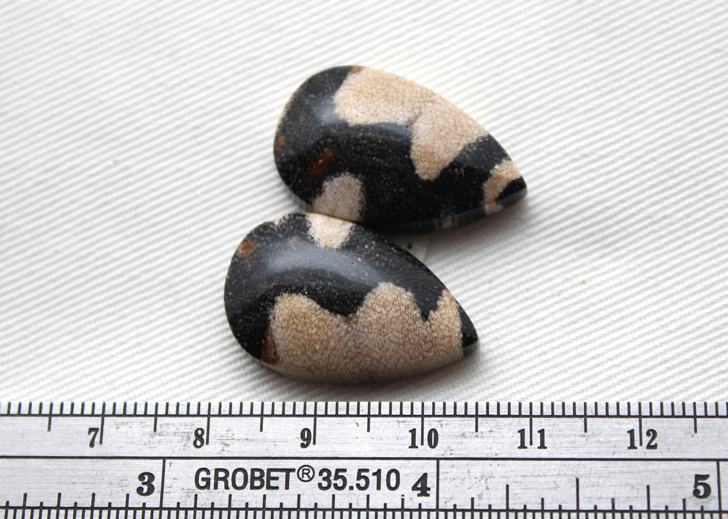 Pair of Petrified Wood Cabochons teardrops