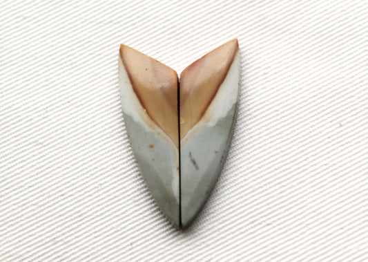 Matching pair of polychrome Jasper Cabochons green