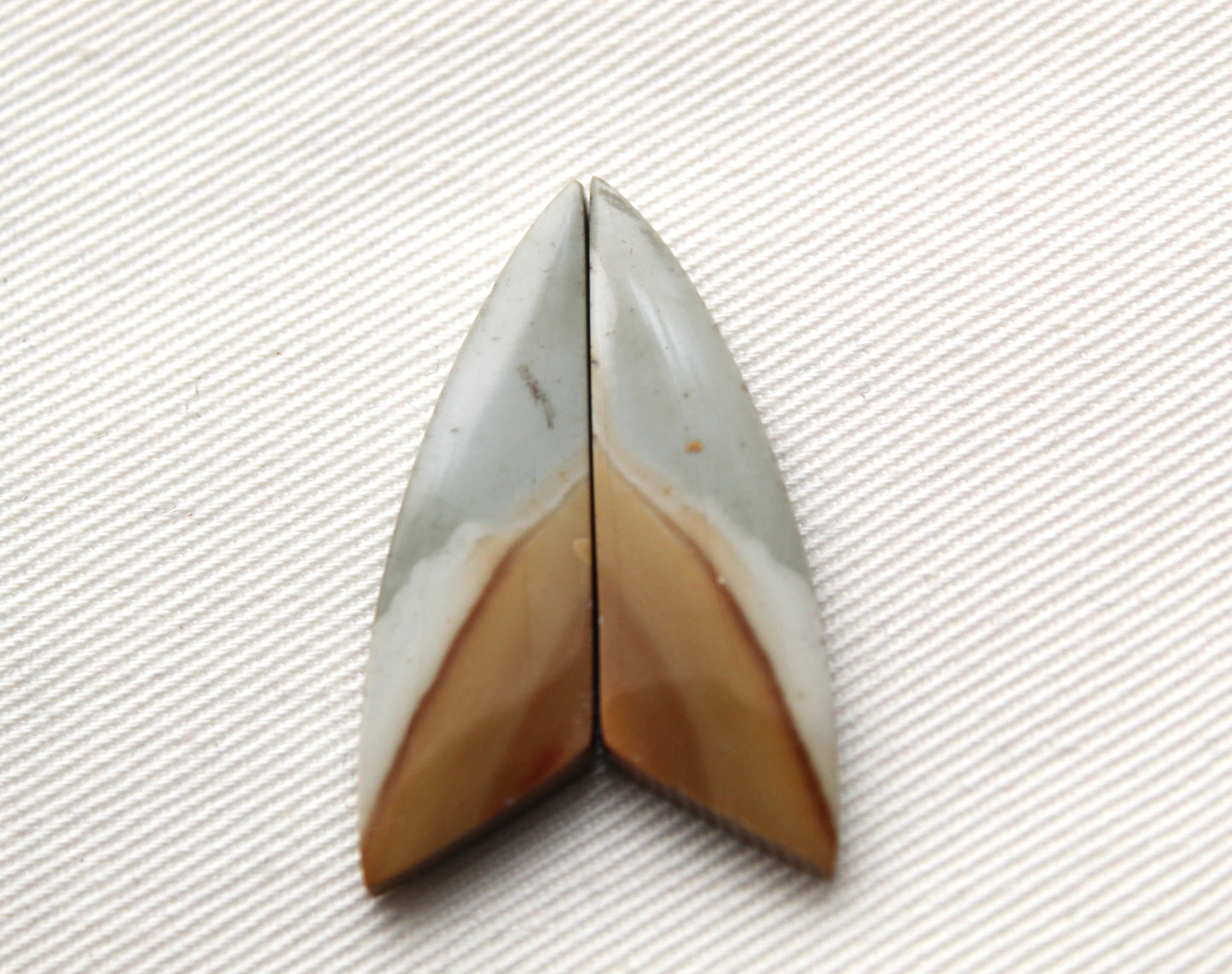 Matching pair of polychrome Jasper Cabochons green