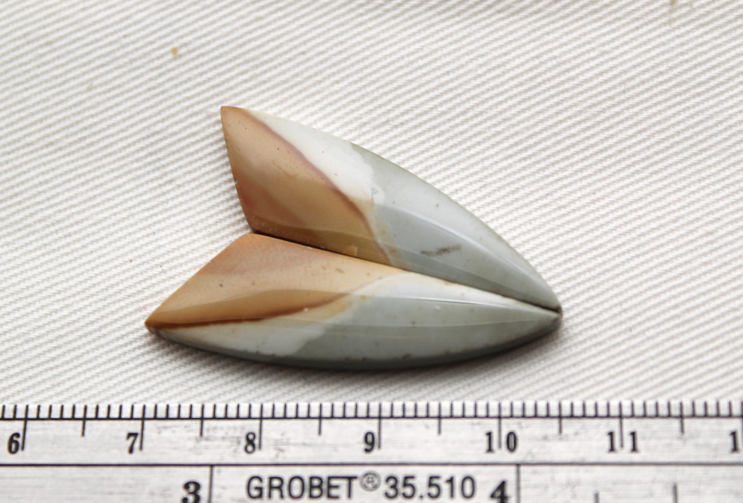 Matching pair of polychrome Jasper Cabochons green