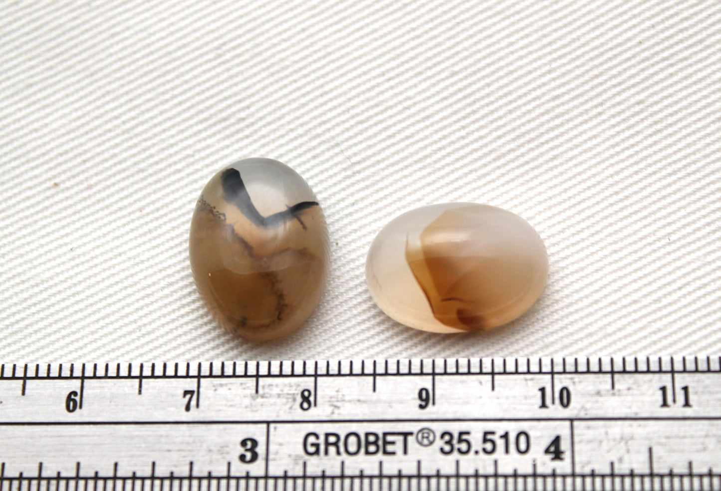 TWO Montana Agate Cabochon Oval gemstone