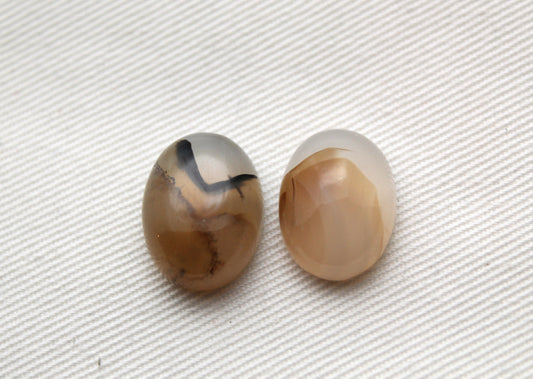 TWO Montana Agate Cabochon Oval gemstone