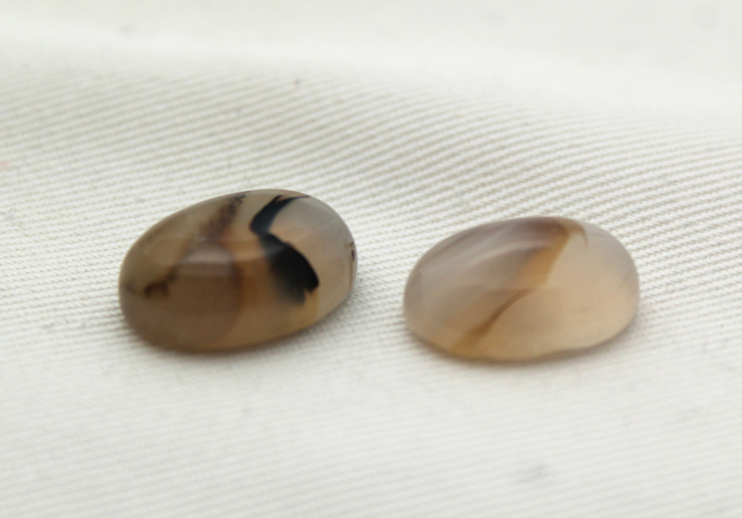 TWO Montana Agate Cabochon Oval gemstone