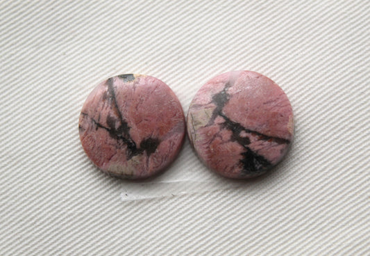 Cabochon Rond Rhodonite Rose Haut Dôme Gemme 22MM