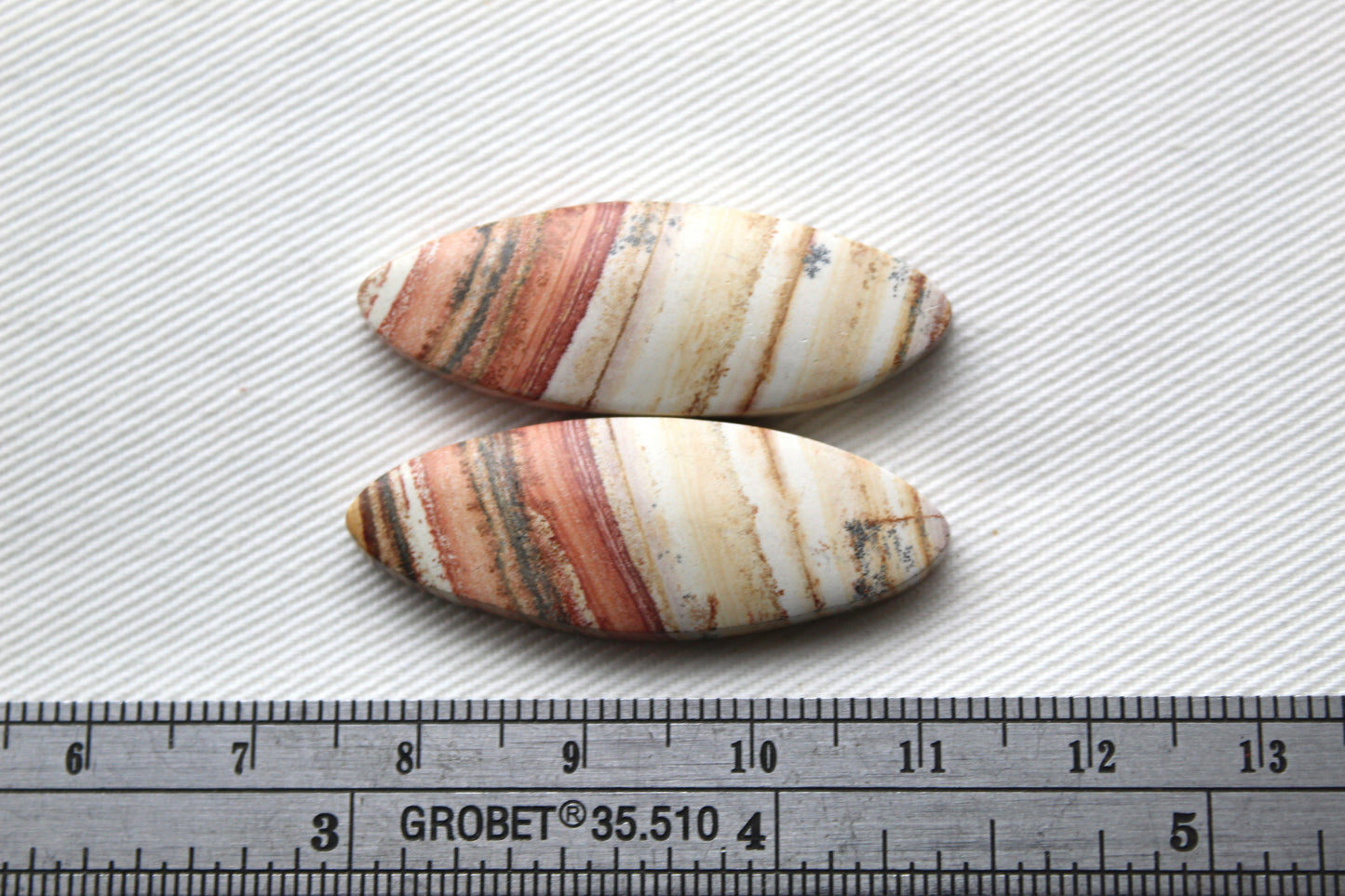 TWO Retro Jasper Cabochon orange Oval