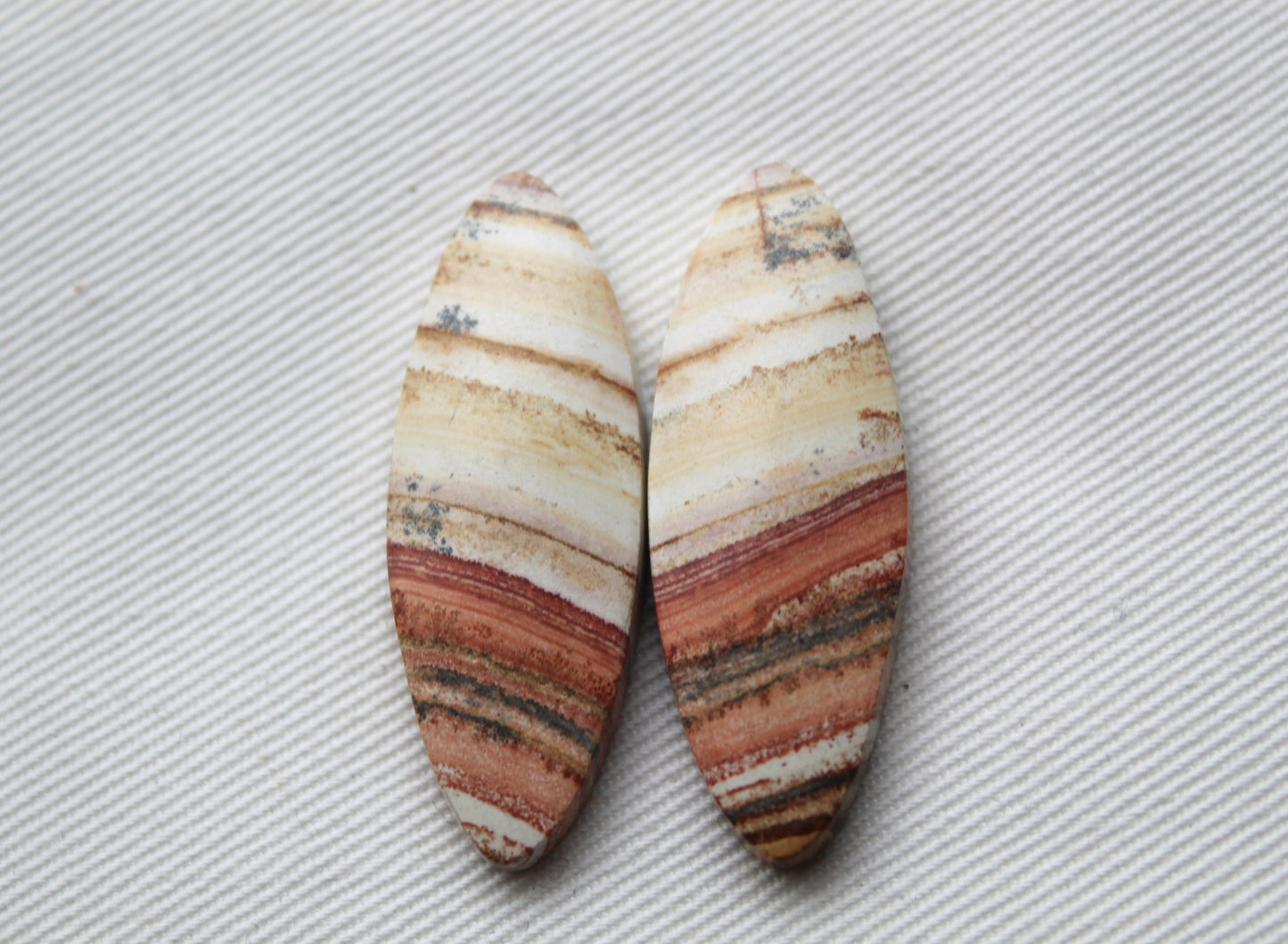 TWO Retro Jasper Cabochon orange Oval