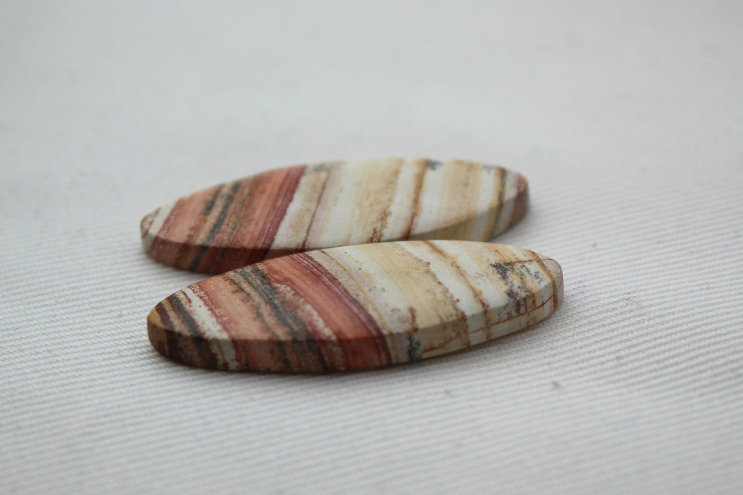 TWO Retro Jasper Cabochon orange Oval