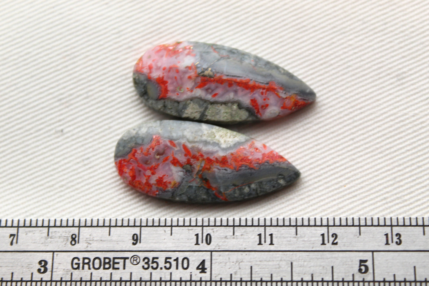 Pair Green Bumblebee Jasper cabochon Gemstone teardrop