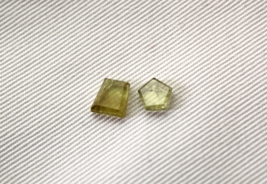 DEUX petits cabochons plats Grenat Grossulaire