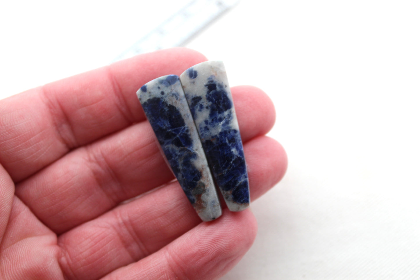 Sodalite pair of cabochons Gemstone blue grey