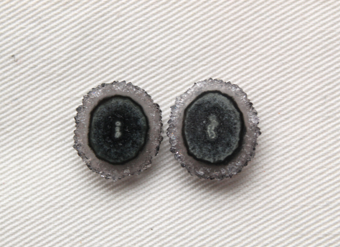 Solar quartz Pair gemstone freeform white green purple slice
