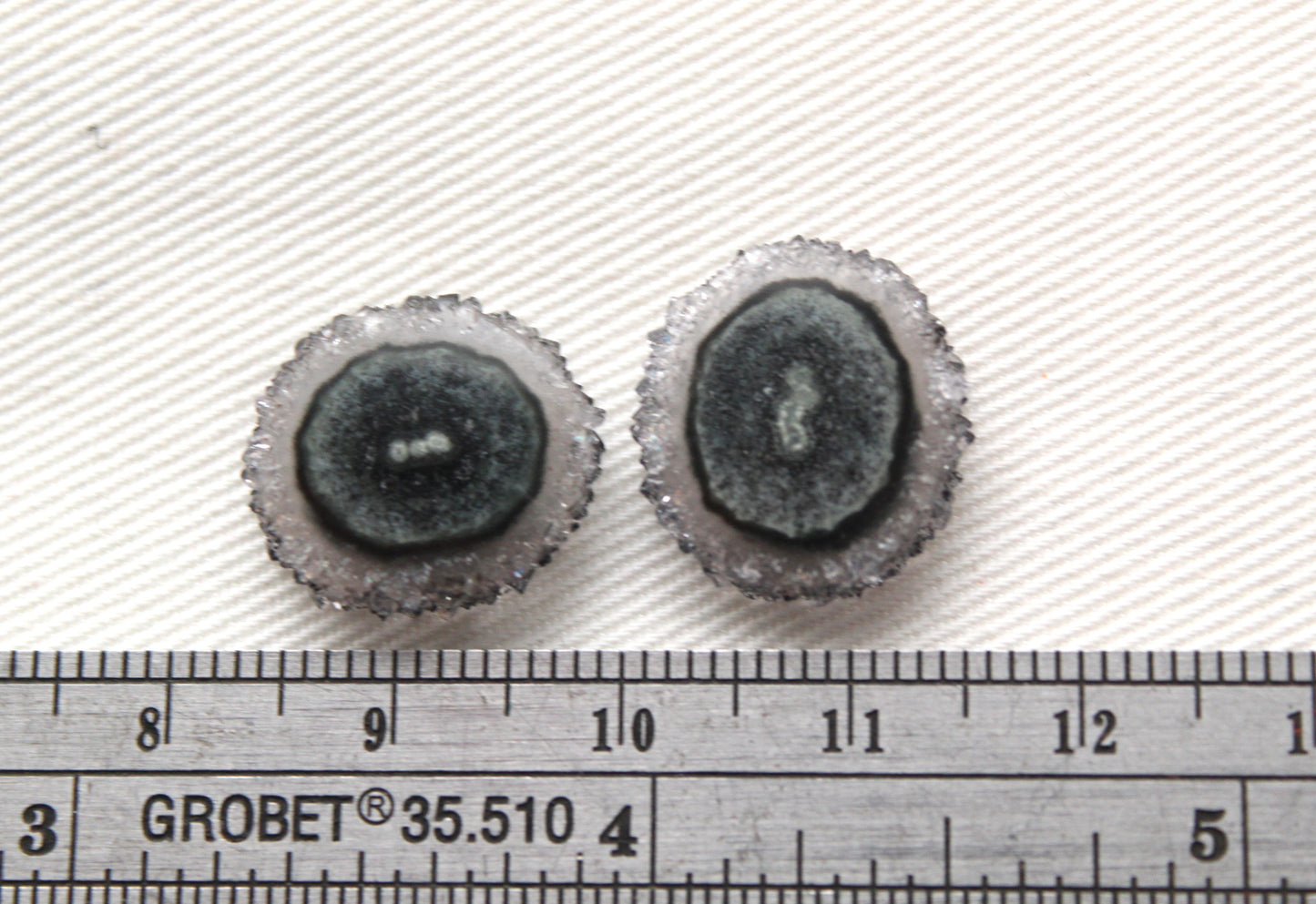 Solar quartz Pair gemstone freeform white green purple slice