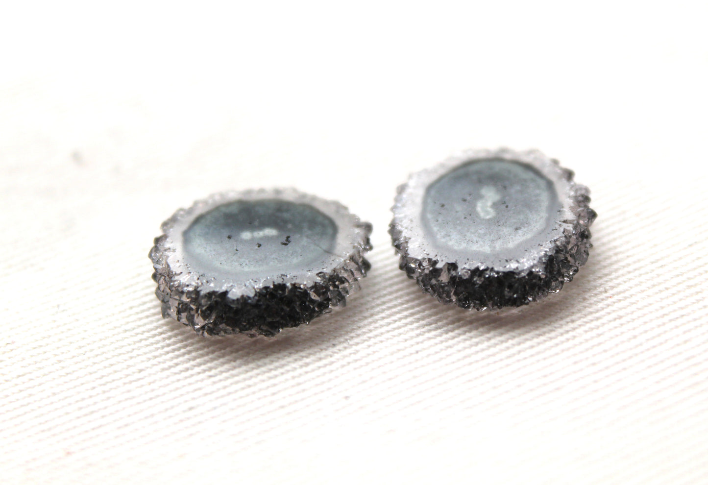 Solar quartz Pair gemstone freeform white green purple slice