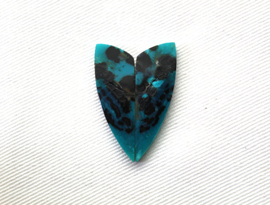 NICE Pair Chrysocolla Cabochons Blue Gemstone