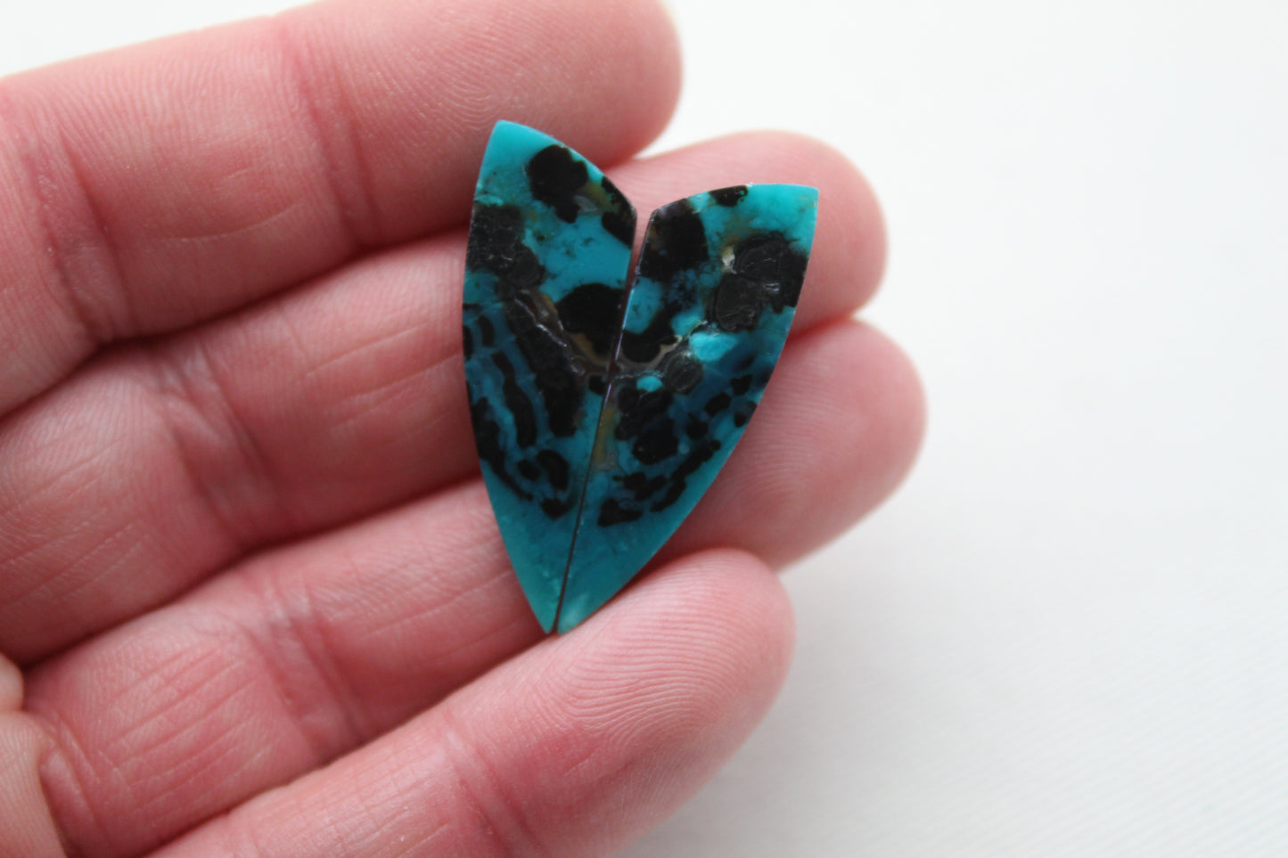 NICE Pair Chrysocolla Cabochons Blue Gemstone