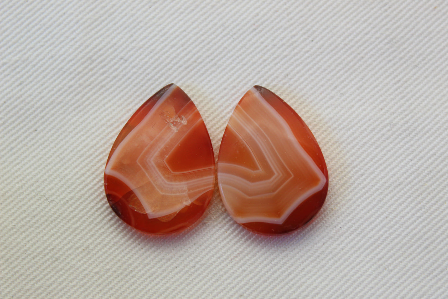 Banded Agates Cabochons Gemstone orange Teardrop